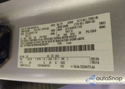 2019 Ford F-150 Xlt из США, поврежденный, VIN 1FTEW1E55KKE20231